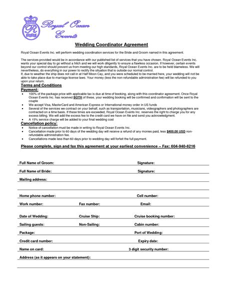 wedding planner contract doc