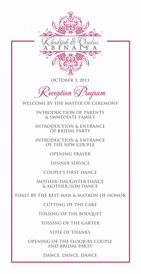 18+ Wedding Program In Reception Sample