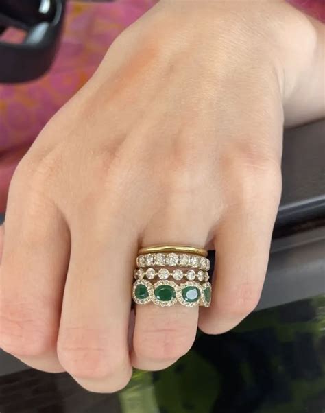 Wedding Ring Stack With Emerald