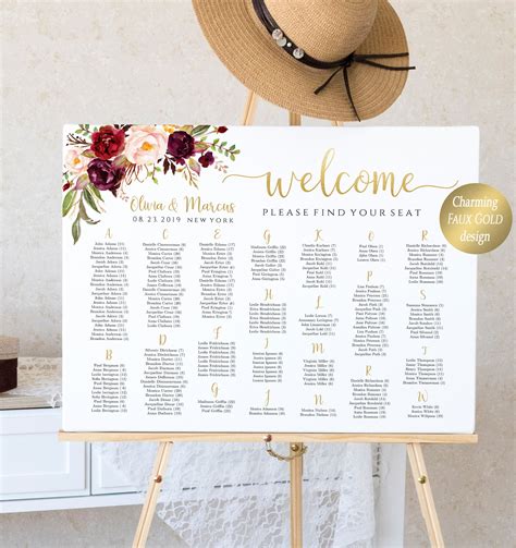 Wedding Seating Chart Alphabetical Order Template