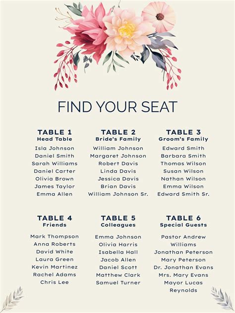 Wedding Seating Chart Boho