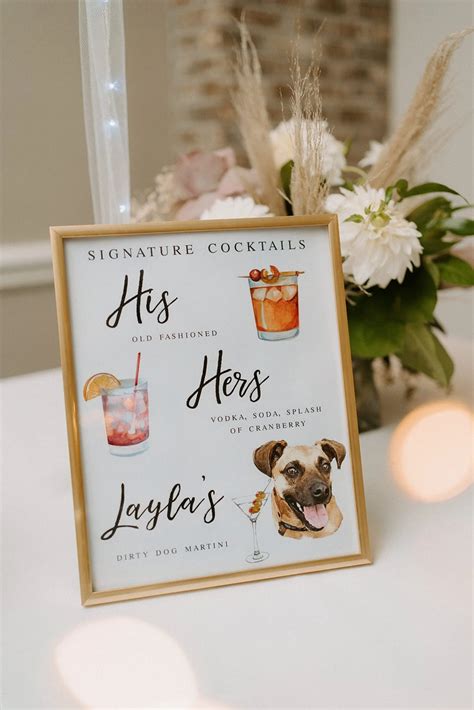 wedding signature drink sign dogs