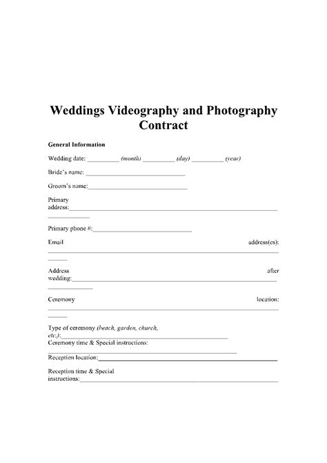 21+ Wedding Videography Contract