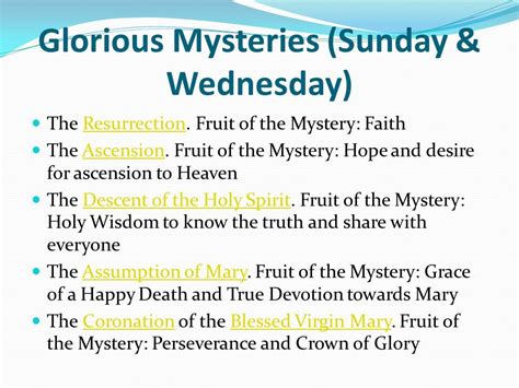 wednesday mysteries of the holy rosary