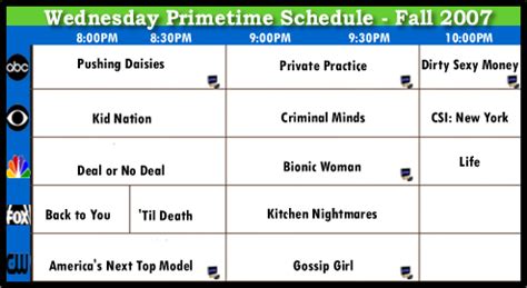 wednesday night tv schedule primetime