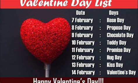 Valentine Week 2021 with Dates Full List February Days