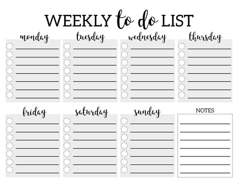Weekly Task List Printable: Organize Your Week With Ease