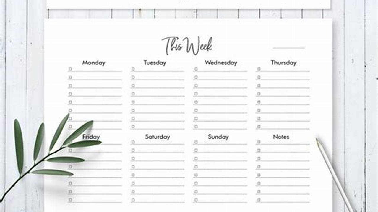 Weekly Task Planning Calendar