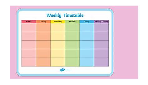 Timetable for kids | Weekly Timetable Template | Free Printable