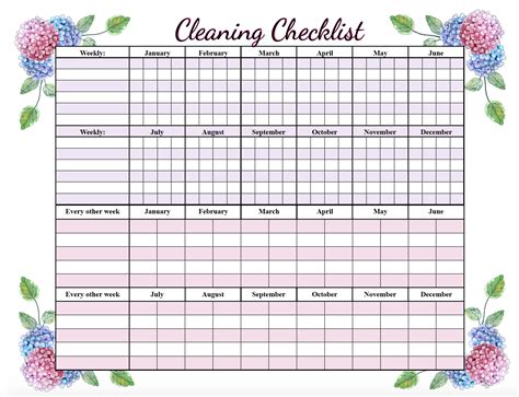 Weekly Cleaning Log Template
