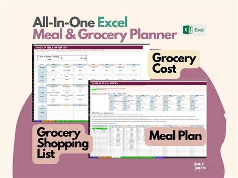 Weekly Meal Planner Template With Grocery List Excel
