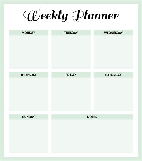 Weekly Planner Printable Blank Template