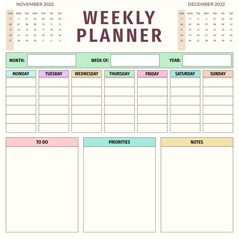 Weekly Planner With Notes On One Side