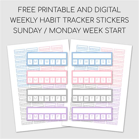 Weekly Tracker Sticker Printable