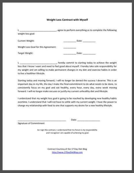 Weight Loss Agreement Template: A Comprehensive Guide