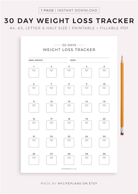 Weight Loss Challenge Sheet