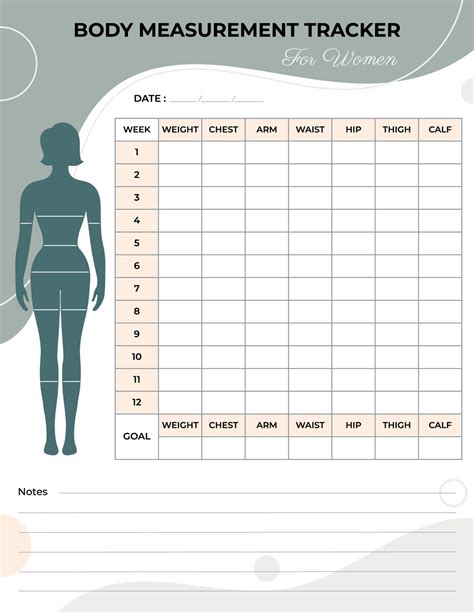Weight Loss Measurement Tracker Printable