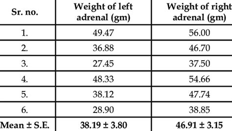 Weight Of Human Adrenal Glands