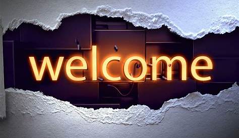 Welcome Background Neon Sign On On Brick Wall Vector Image