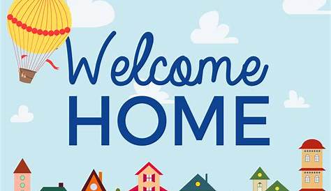 Colorful Welcome Home Banner With Letters Design As Hanging Tags