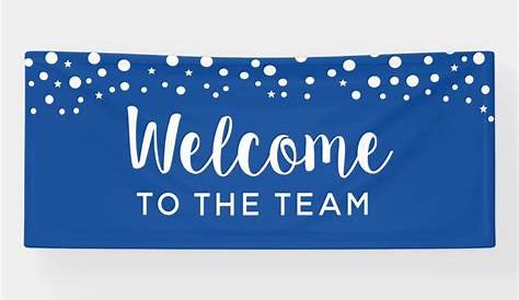 Welcome To The Team Banner Megaphone Blue In 3D Style On