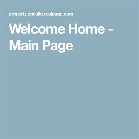 welcome home real page