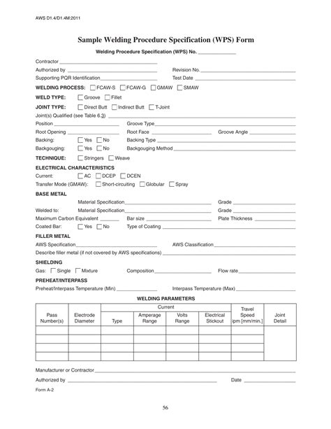 welding procedure specification form pdf
