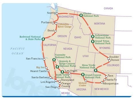 West Coast Usa Road Trip Map