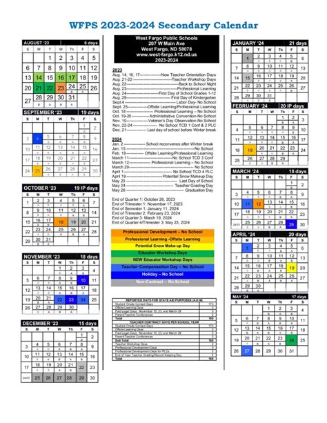 West Fargo Public Schools Calendar