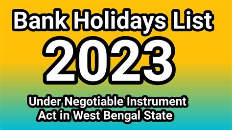 west bengal bank holiday list 2023