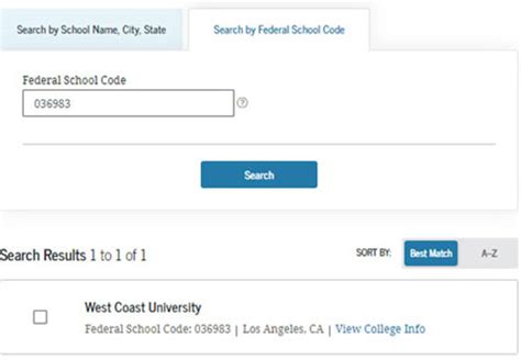 west coast university fafsa code