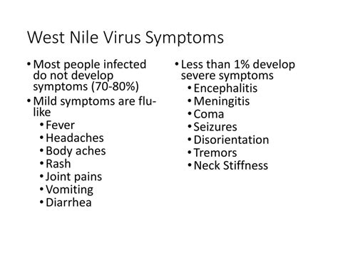 west nile virus mild symptoms