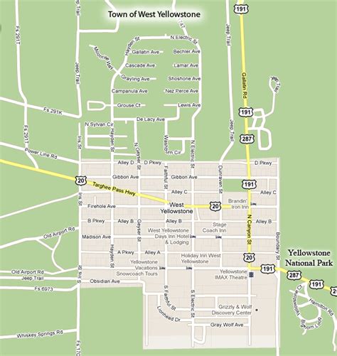 west yellowstone hotels map
