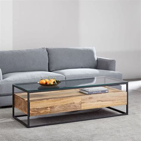 West Elm Box Frame Storage Coffee Table AptDeco
