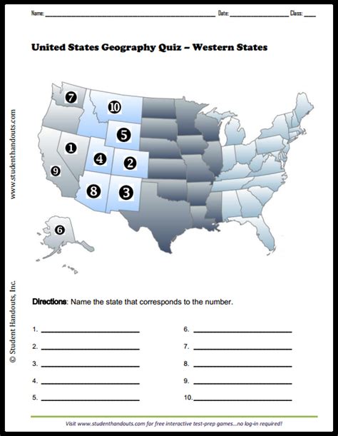 Western Usa Map Test