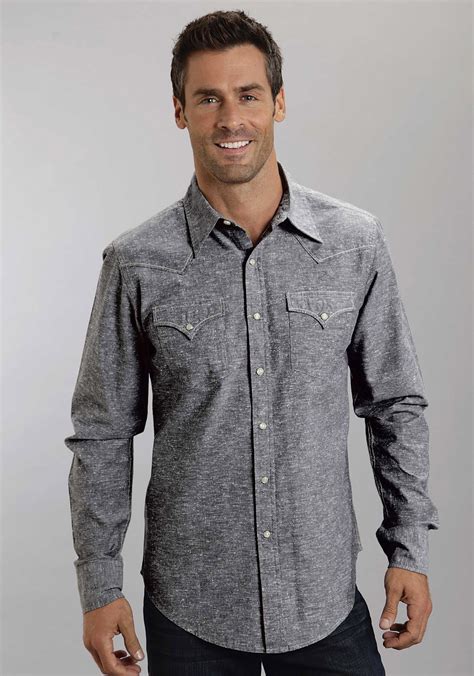 western sleeveless chambray shirt for men