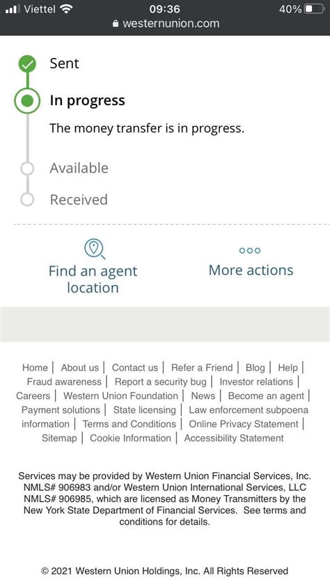 western union status in progress