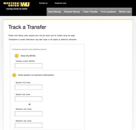 western union wire transfer tracking