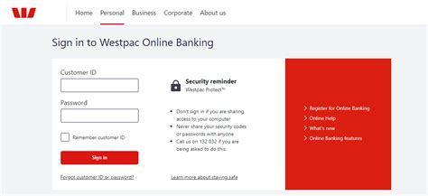 westpac online banking login page