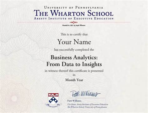 wharton data analytics certificate