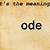what does ode mean slang