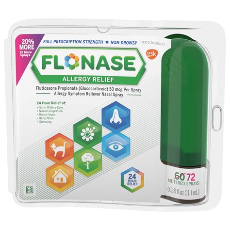 Flonase 24 Hour Non Drowsy Allergy Relief Nasal Spray 144 Sprays