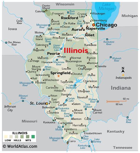 State Illinois Vector Illustration in Gray Color. United States of