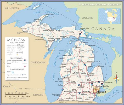 What States Border Michigan Map