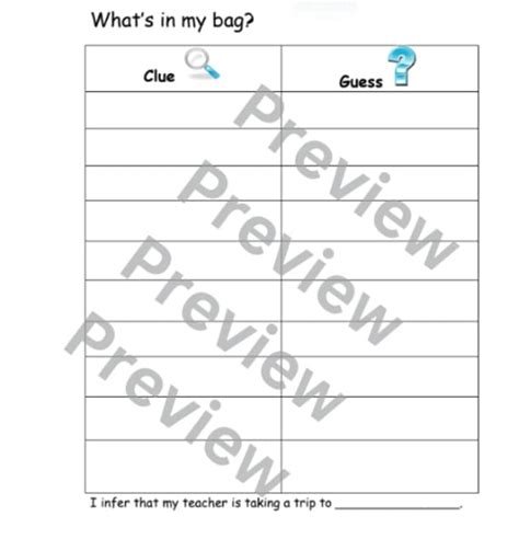 What's In My Bag Inference Activity