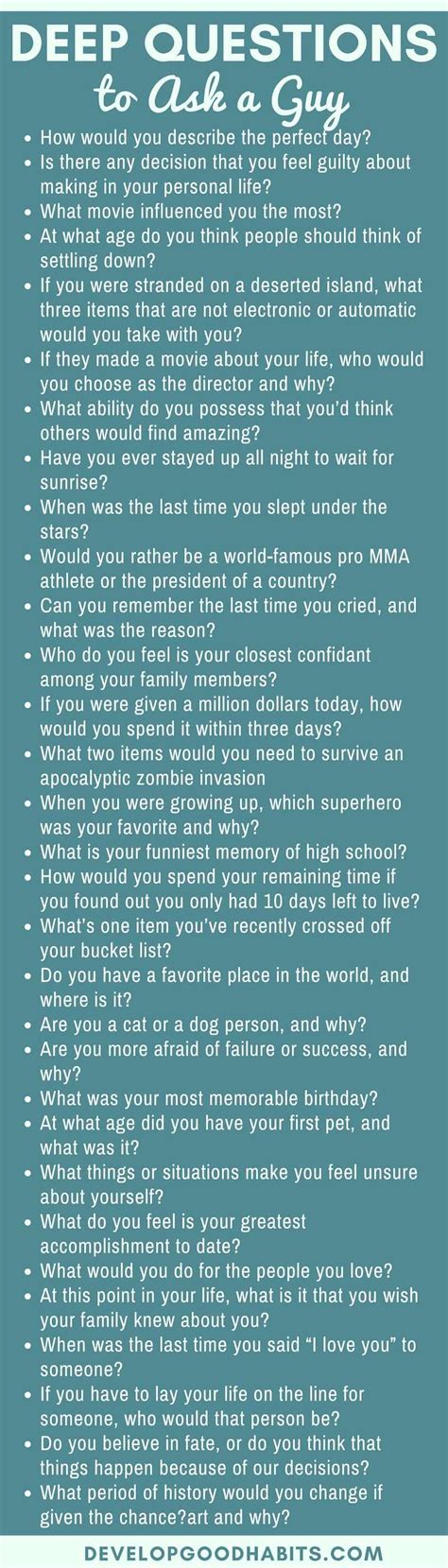 what's some deep questions to ask a guy