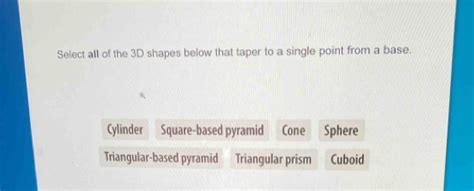 What 3D Shapes Taper To A Single Point From A Base