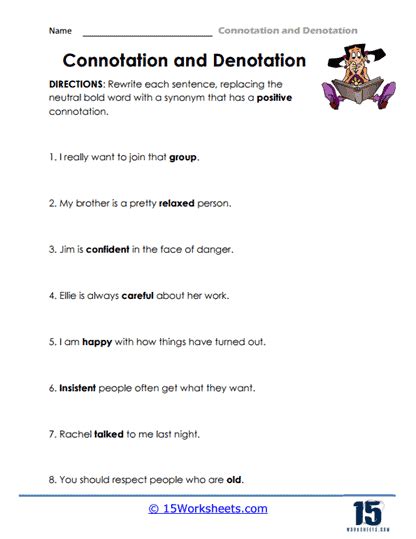 what are 5 examples of connotation in sentences with answers