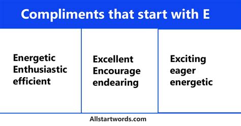 what are compliments that start with e