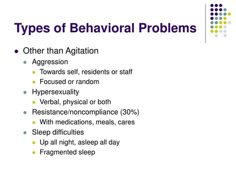 what are examples of behavior problems